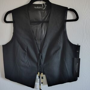 Black Sleeveless Vest with Gold Accents